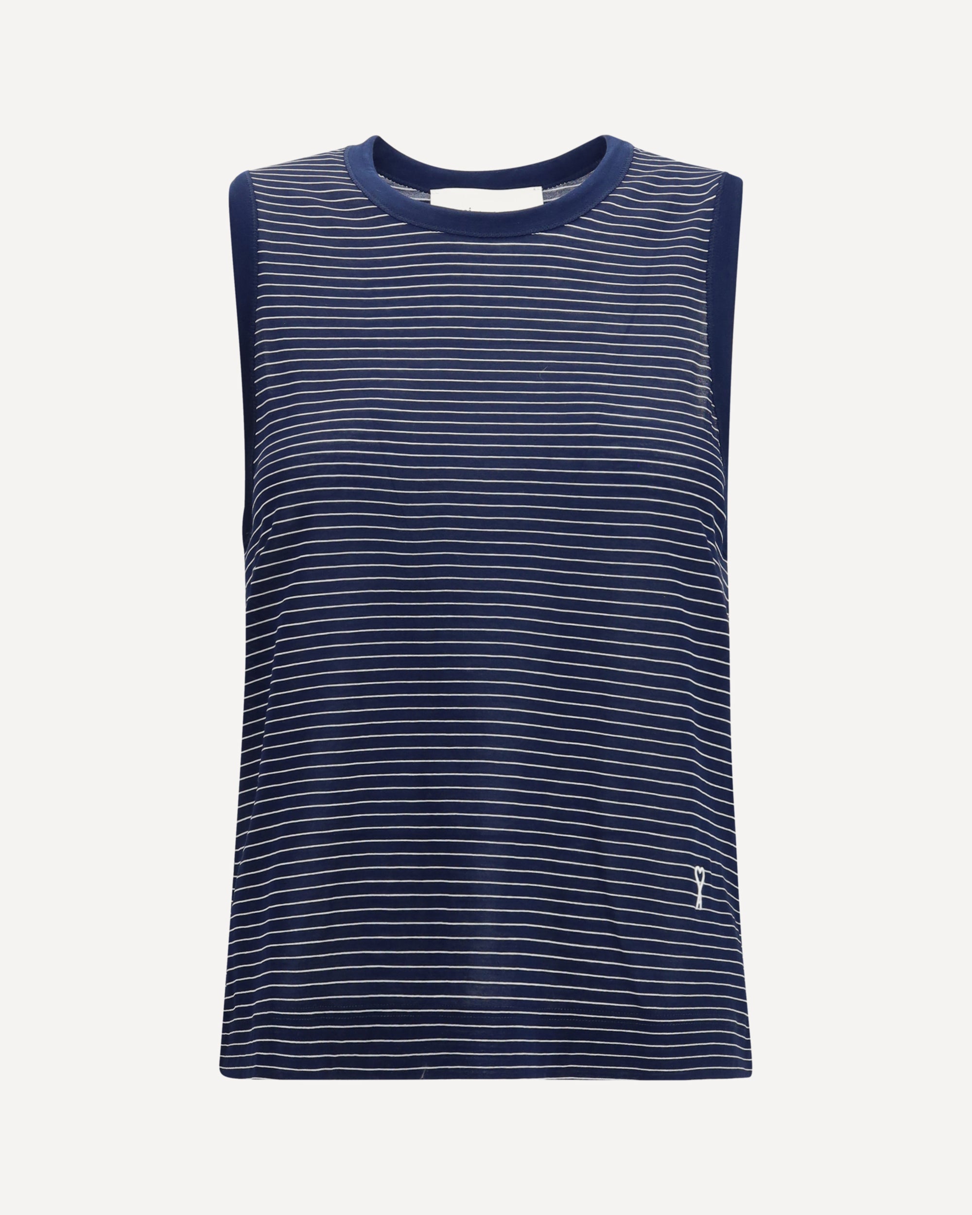 AMI PARIS Striped cotton tank Top BLUE | Base Blu