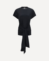 T-shirt in jersey con nodo drappeggiato in vita - NERO | Base Blu