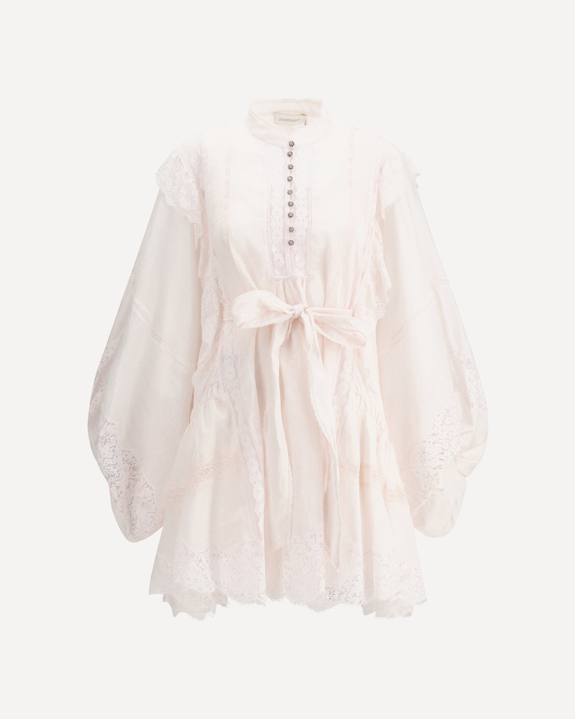 ZIMMERMANN Mini Crush Lace Billow Dress PINK | Base Blu ZIMMERMANN Mini Crush Lace Billow Dress PINK | Base Blu