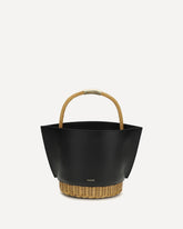 Leather and rattan Handbag - BLACK | Base Blu
