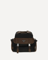 Explore Shoulder Bag in Re-Nylon and leather - BROWN | Base Blu