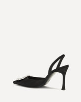Camelia satin Slingback Pumps - BLACK | Base Blu