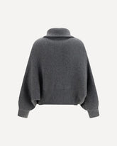High neck cashmere Cardigan - GREY | Base Blu