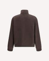 Maglione collo alto in cashmere con monile - MARRONE | Base Blu