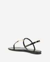 Sandali Cassandra in pelle verniciata con logo dorato - NERO | Base Blu