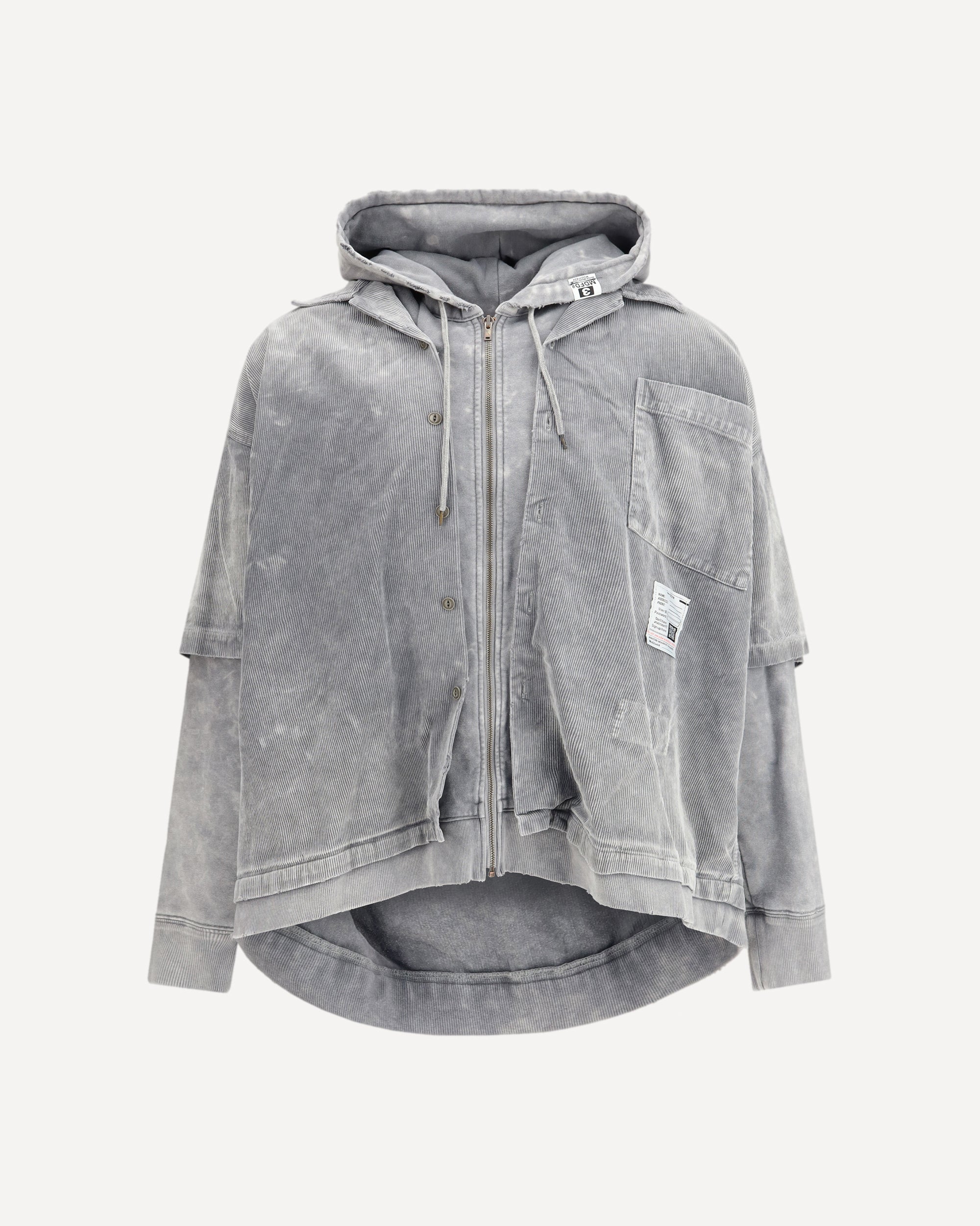 MAISON MIHARA YASUHIRO Corduroy Hooded Layered Shirt GREY | Base Blu