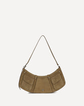 Large Pocket Body Shoulder Bag in suede - BEIGE | Base Blu