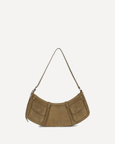 Large Pocket Body shoulder Bag in suede - BEIGE | Base Blu