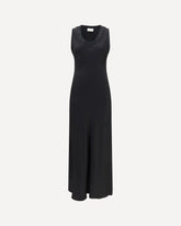 Sleeveless long fluid satin Dress - BLACK | Base Blu