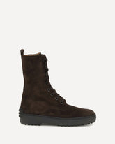Winter Gommino suede leather lace-up ankle Boots - BROWN | Base Blu