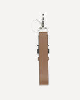 Keyring in saffiano leather with triangle logo - BROWN | Base Blu