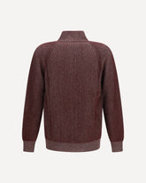 Vanisé cashmere rib-knit zip Cardigan - BORDEAUX | Base Blu