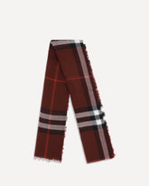 Wool Check wide Scarf - BORDEAUX | Base Blu