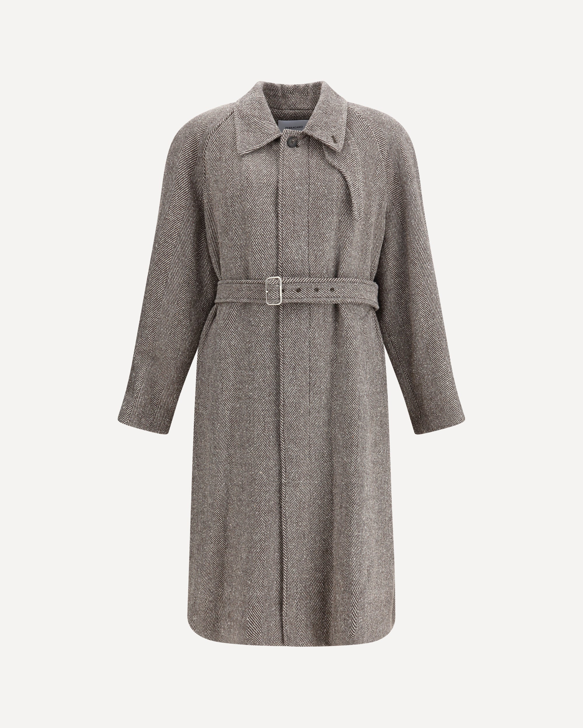 FERRAGAMO Coat in herringbone-patterned fabric BEIGE | Base Blu