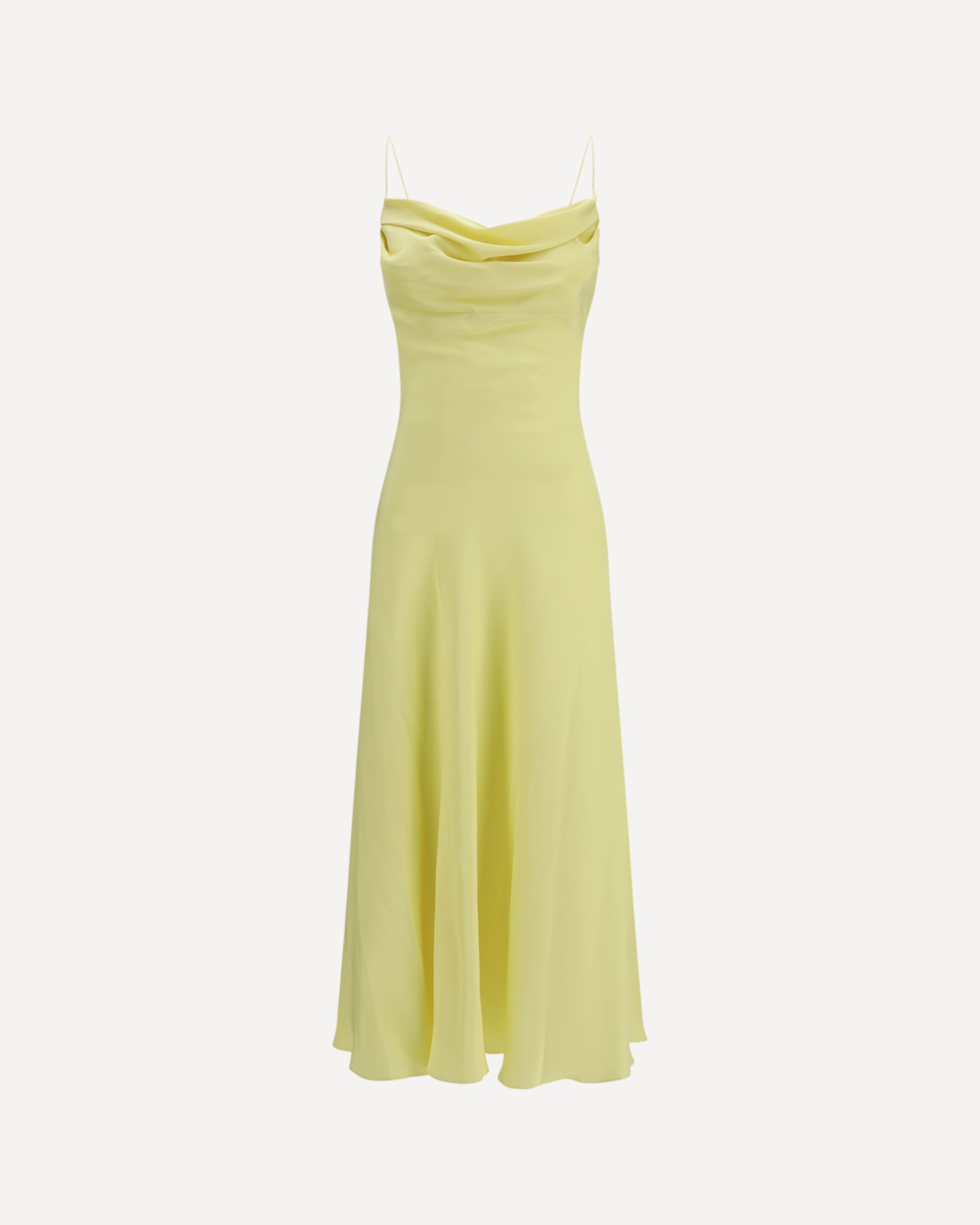 BALMAIN Long silk satin Dress with straps YELLOW