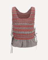 Elastic printed Top with ruching and side ties - BROWN | Base Blu