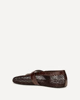 Mesh and crocodile-print leather Ballerinas - BROWN | Base Blu