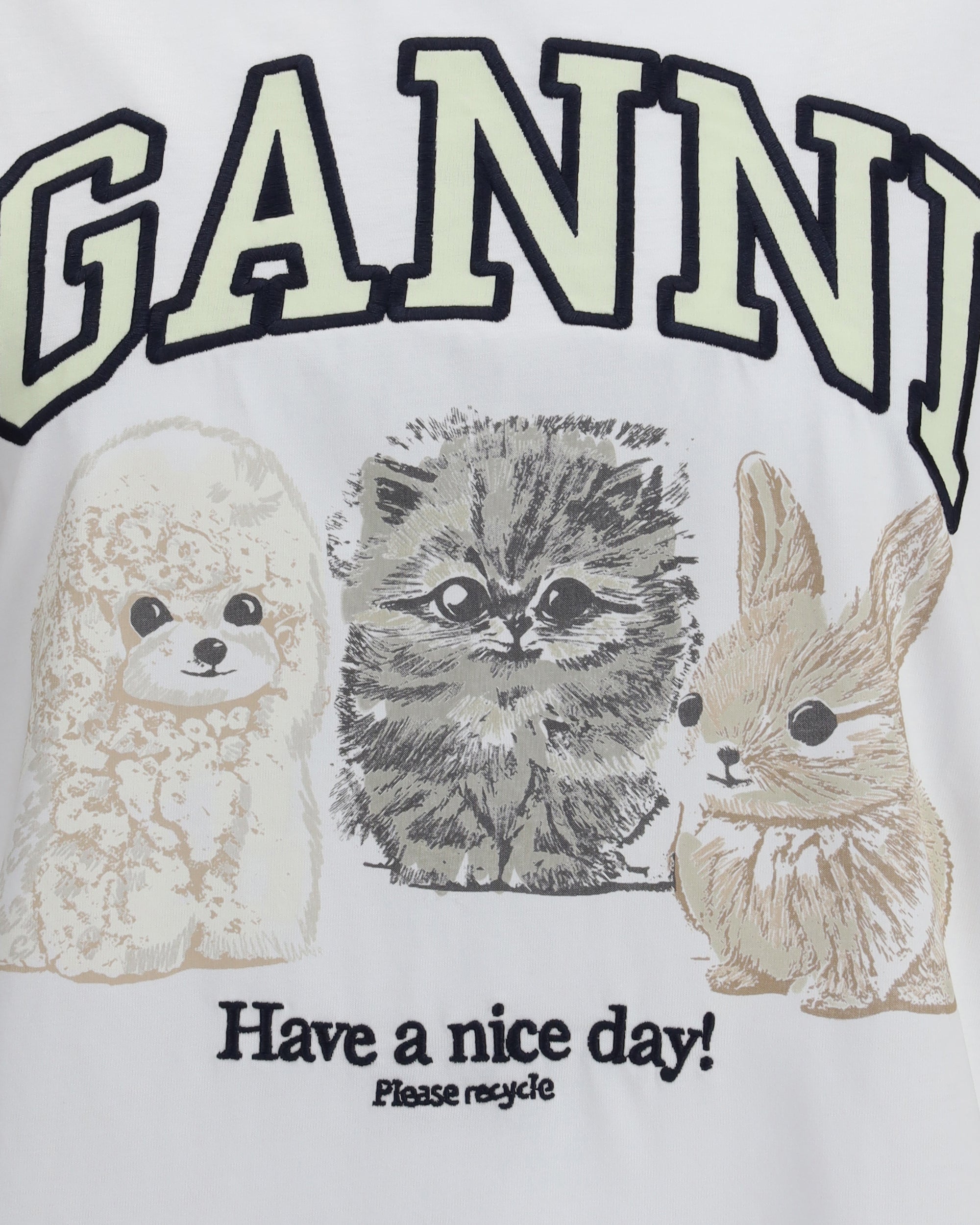 GANNI Have a Nice Day T-Shirt WHITE | Base Blu