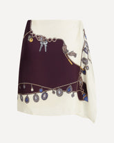 Printed silk twill Mini Skirt - BORDEAUX | Base Blu