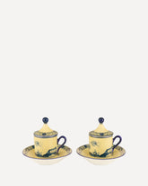 Servizio da Caffè per due persone Collezione Oriente Italiano - GIALLO | Base Blu