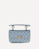 Rockstud Spike leather Shoulder Bag - LIGHT BLUE | Base Blu
