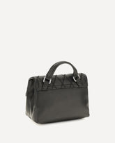 Mini Postina Tramè leather Top Handle Bag - BLACK | Base Blu