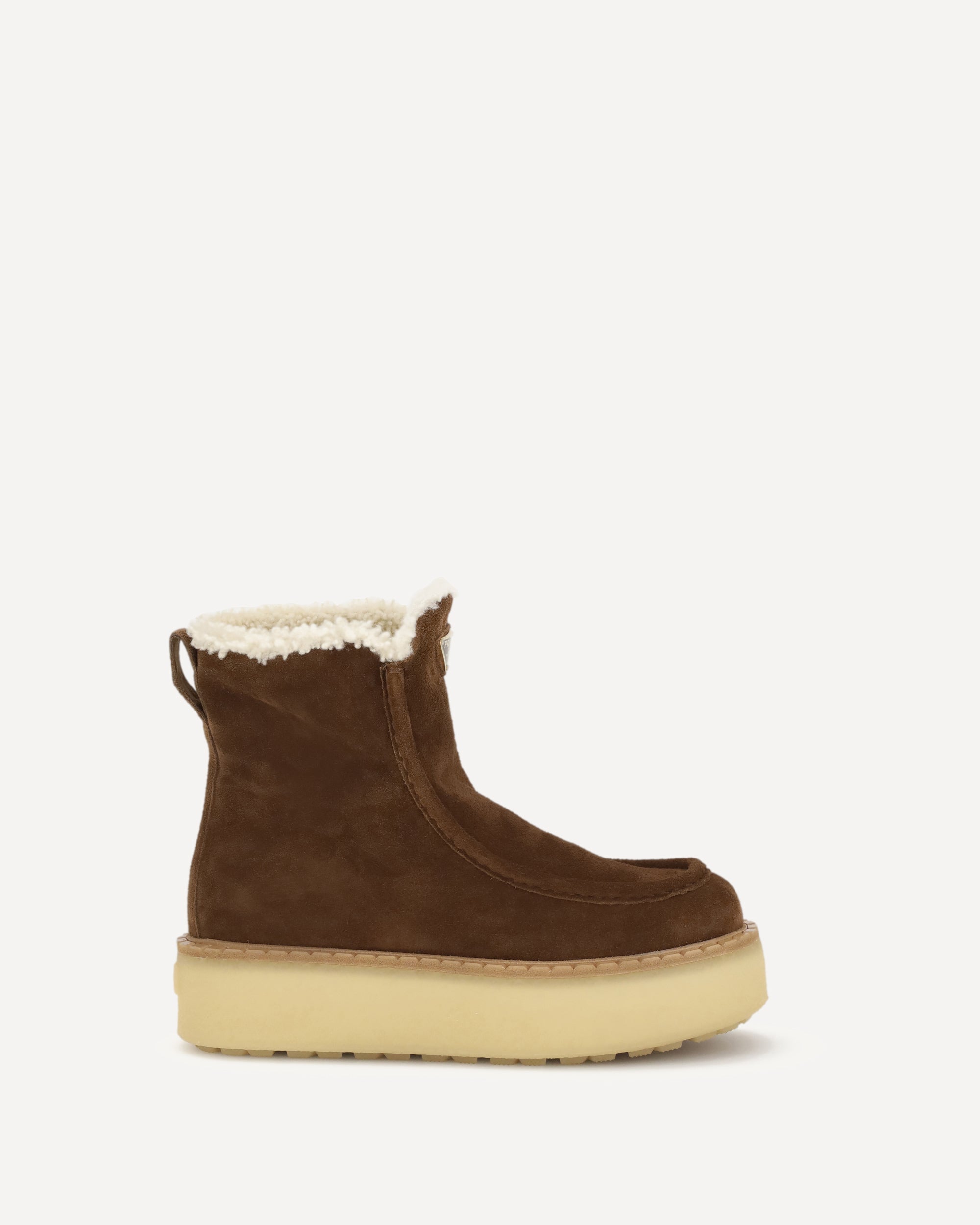 PRADA Suede and shearling Ankle Boots BROWN | Base Blu