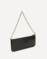 Horizontal Flat leather Shoulder Bag - BLACK | Base Blu