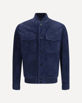Suede leather Jacket - BLUE | Base Blu