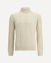 Braided Turtleneck Sweater - WHITE | Base Blu