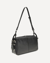 Keeper medium Shoulder Bag in leather - BLACK | Base Blu