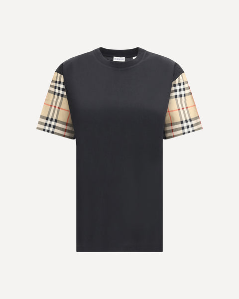 BURBERRY Check Archive Sleeve T-shirt BLACK | Base Blu