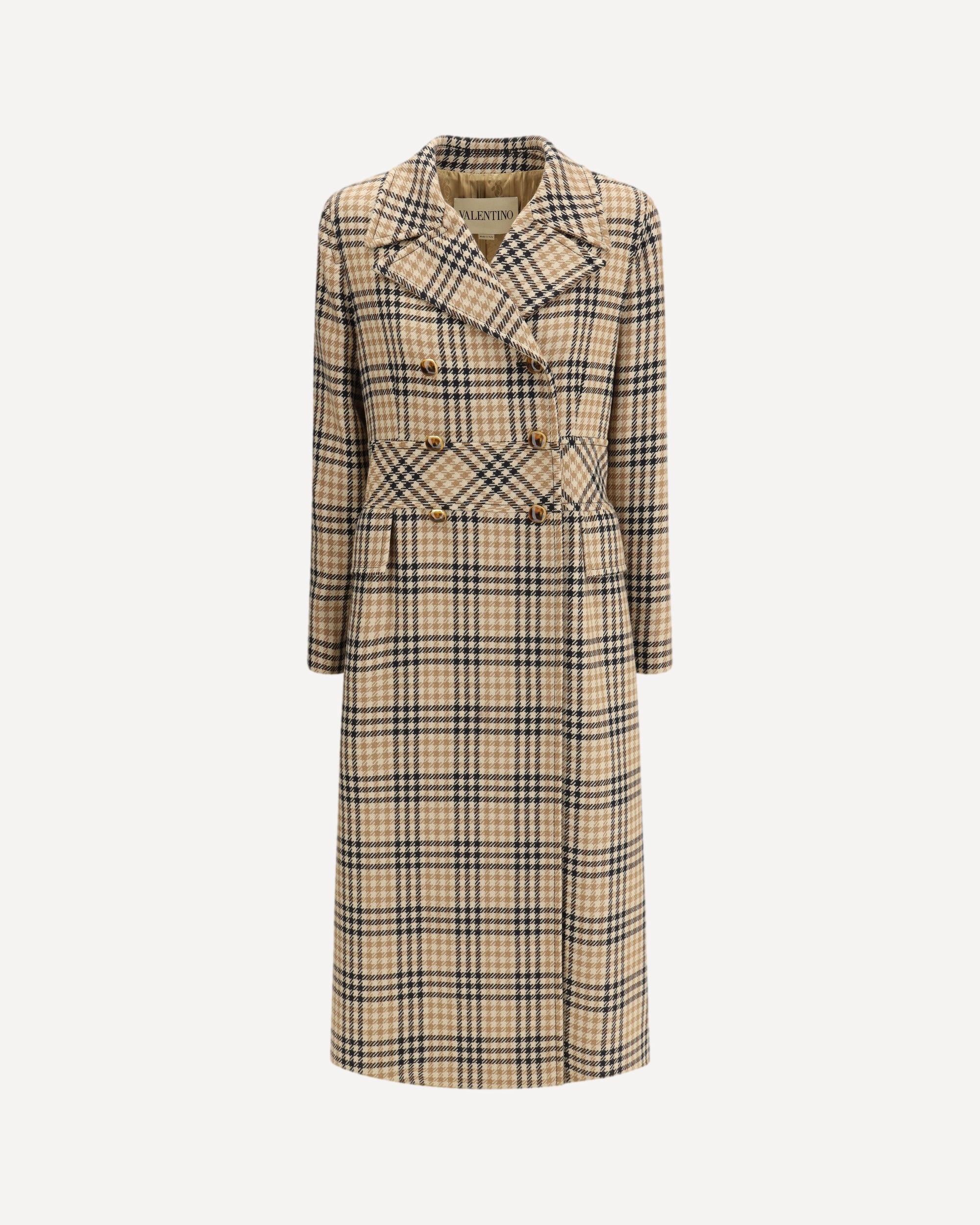 VALENTINO Houndstooth Wool Coat BEIGE | Base Blu