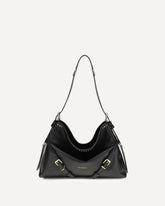 Large Voyou Shoulder Bag in shiny leather - BLACK | Base Blu