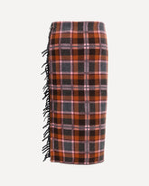Tartan fringed wrap Skirt - BROWN | Base Blu