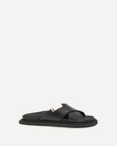 Sandali in pelle  - NERO | Base Blu