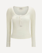 Cotton jersey Henley T-shirt - WHITE | Base Blu