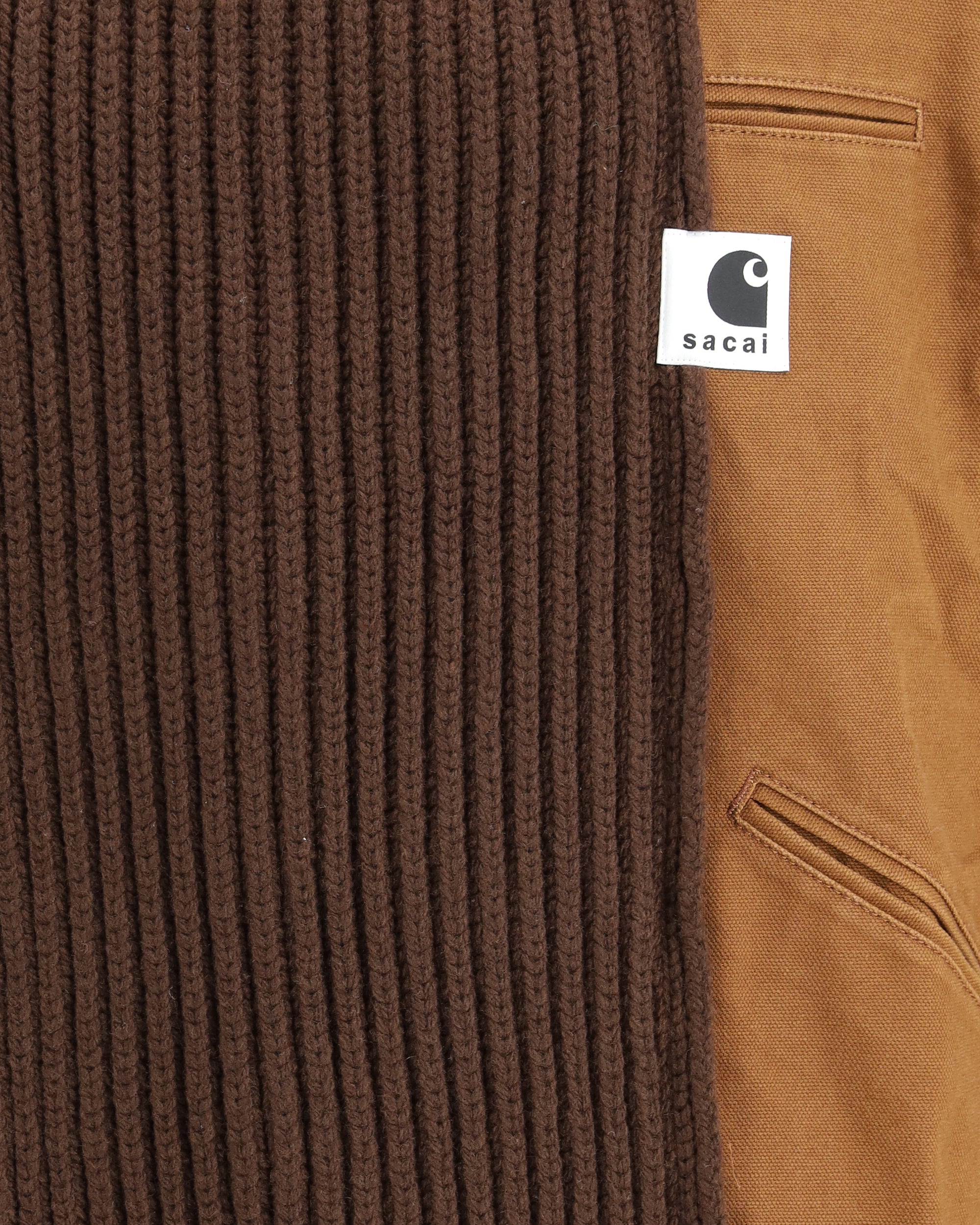 SACAI WIP Washed Duck x Wool Knit Jacket by Sacai x Carhartt BEIGE