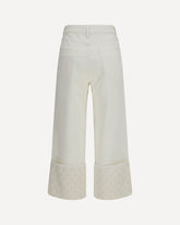 T Monogram Contrast Cuff Straight-Leg Jeans - WHITE | Base Blu