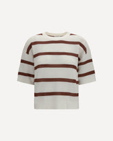 Maglione traforato a righe - MARRONE | Base Blu