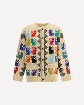 Cardigan with Le Chat de la Maison jacquard motif - MULTICOLOUR | Base Blu