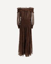 Abito georgette a spalle scoperte - MARRONE | Base Blu