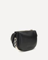 Embossed leather Shoulder Bag with logo patch - BLACK | Base Blu