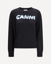 Crochet Appliqué merino Sweater - GREY | Base Blu