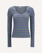 Ribbed V-neck long-sleeve T-shirt - GREY | Base Blu