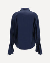 Silk-blend Shirt with bell sleeves - BLUE | Base Blu
