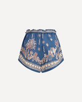 Acacia printed linen Shorts - BLUE | Base Blu