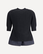 Denim detail Sweater - BLACK | Base Blu
