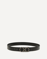Reversible Gancini leather Belt - BLACK | Base Blu