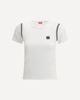 T-shirt in cotone con ricamo Boke Flower 2.0 - BIANCO | Base Blu